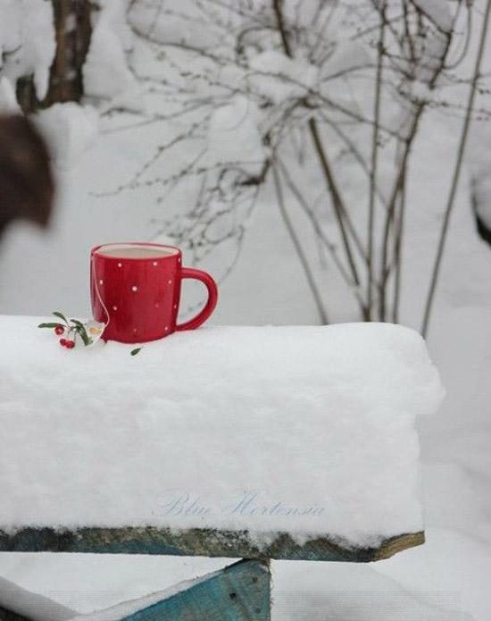 عکس نوشته چای در زمستان