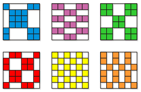 معمای مربع های رنگی همراه با حل صحیح آن