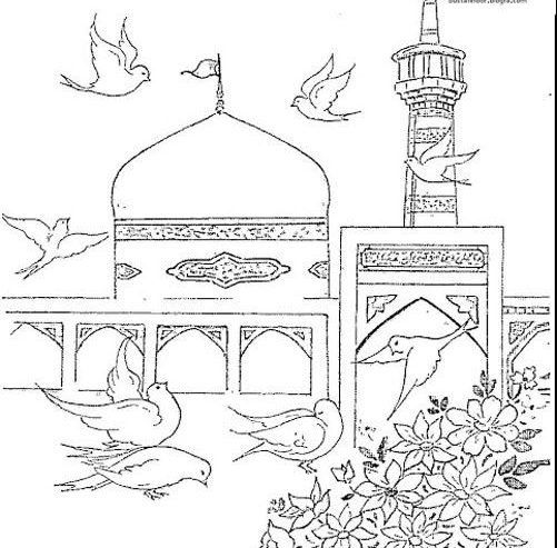 نقاشی های کودکانه درباره امام رضا (ع) برای ایده و رنگ آمیزی
